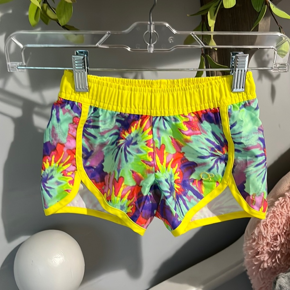 Shorts Neon Yellow Multicolor Swim Summer Coverup Girls XS 4 5 New Pull On Beach
